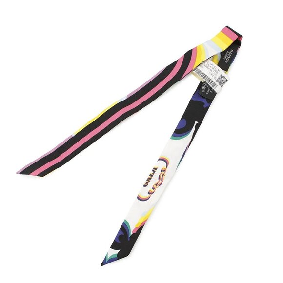 HERMES Twilly Doll BRIDES DE GALA SHADOW Silk100% Black/Jaune/Multicolor - Picture 2 of 8